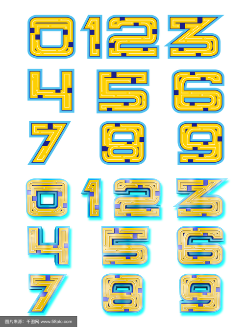 矢量小清新科技风0到9倒计时c4d数字